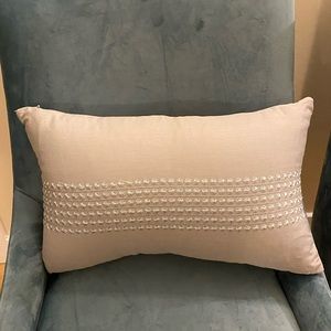 Grey Pillow with blue accent
